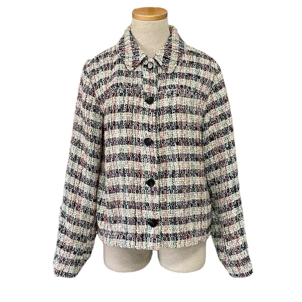 Scotch & Soda Jacket Women's S Small Black Pink Striped Collar Buttons